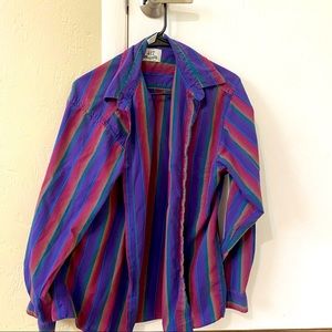 rainbow pattern long sleeve button up
